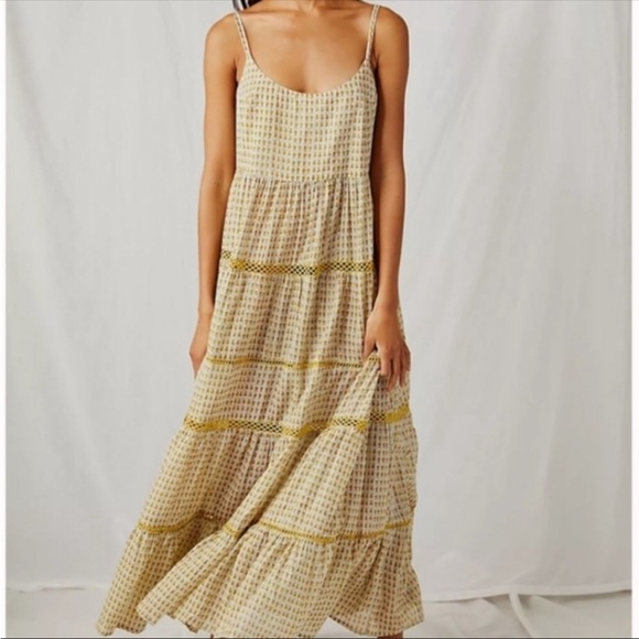 Free People Midnight Dance Print Maxi Dress In Gray Combo. NWT! Sz M - Picture 6 of 14